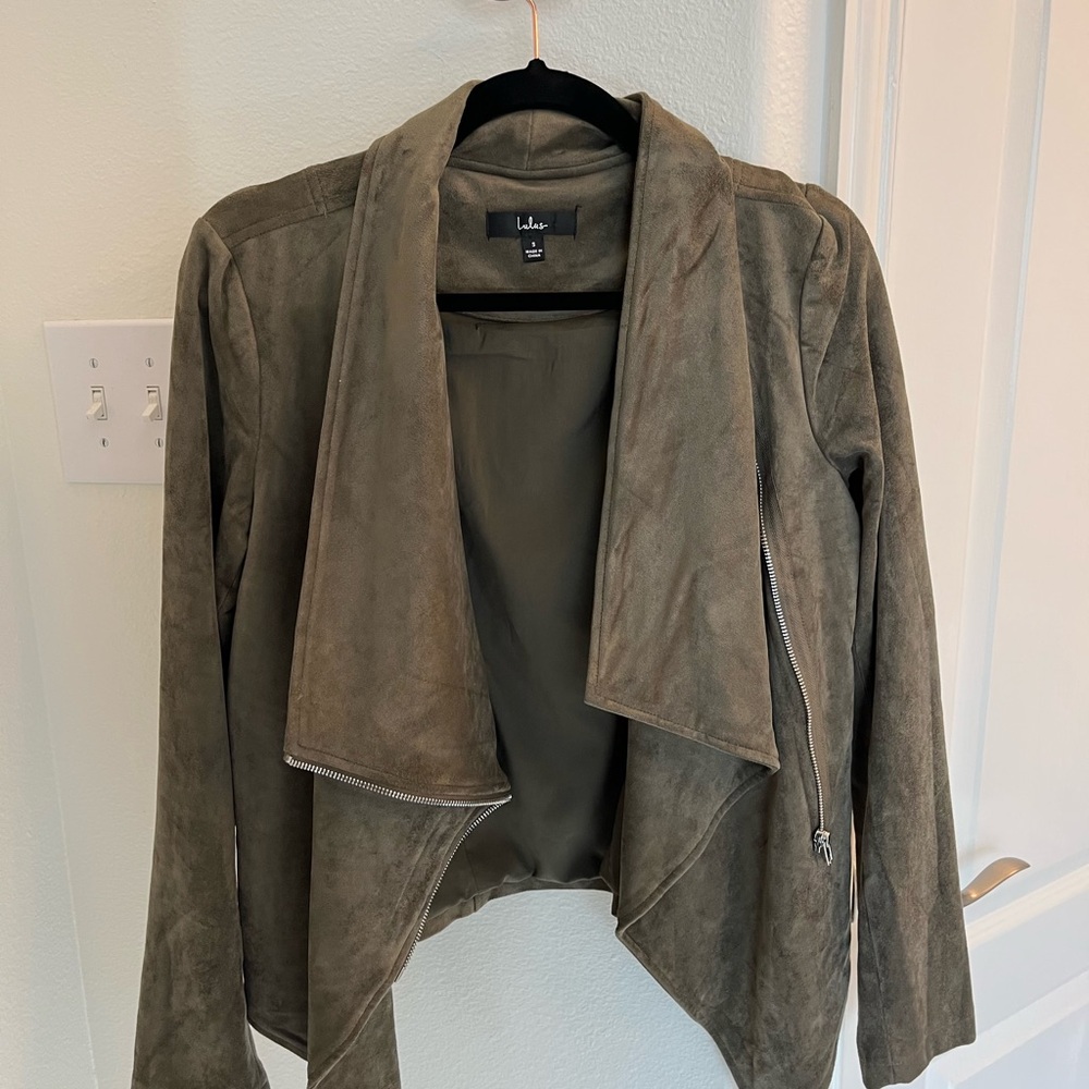 Lulu's Khaki Suede Leather Jacket